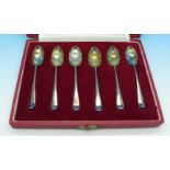 A cased set of six silver British Hall Marks coffee spoons,