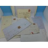 Mid 19th Century postal history including thirteen perforated penny reds and twenty scissor cut
