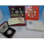 Coins;- 1997 UK Deluxe Proof set including £5, 2003 UK Brilliant Uncirculated Coin Collection,