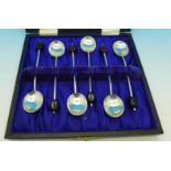 A cased set of six silver coffee bean spoons