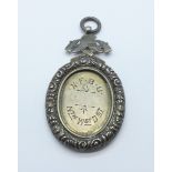 A silver National Fire Brigade Union North West District fob, Birmingham 1807,