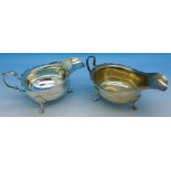 Two silver sauce boats,