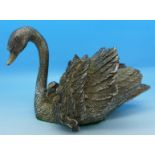 A hallmarked silver covered swan, height 9.