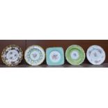 Five Royal Crown Derby cabinet plates