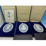 Five Wedgwood Jasperware portrait medallions, all limited editions,