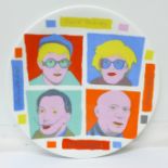 An artists plate featuring David Hockney, Andy Warhol,