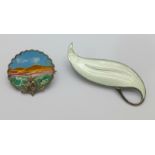 A Norwegian silver and enamel brooch, a/f,