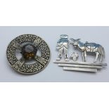 Two silver brooches,