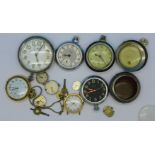 Pocket watches and movements including an 8-days watch
