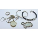 Silver jewellery including a Medic Alert bracelet