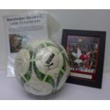 A signed football, Manchester United treble winners, with certificate,