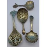 Two silver tea caddy spoons, 20g,