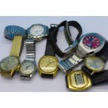 Seven gentleman's wristwatches including two Bulova Accutron, Buler,