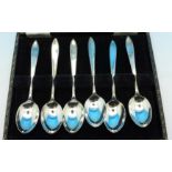 Six silver coffee spoons,