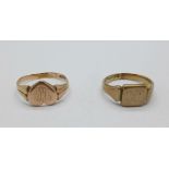 Two 9ct gold rings, 5.