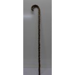 A Victorian silver mounted hawthorn cane