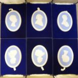 Six Wedgwood Jasperware portrait medallions, all limited editions, including Princess Anne,