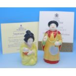 Two Royal Worcester limited edition candle snuffers, the Mandarin and Japanese girl,