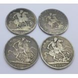 Four silver crowns, 1819, 1822,
