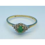 A 9ct gold, emerald and diamond ring, 2.