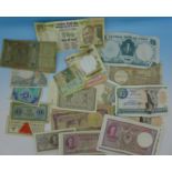 A collection of twenty-eight world banknotes