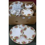 Royal Albert Old Country Roses dinnerwares; ten dinner plates, two serving plates,