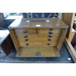 A Moore & Wright fitted oak engineers tool box