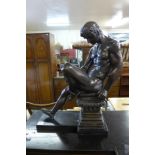 A French style bronze figure of a male nude,