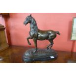 A French style bronze stallion, manner of Emmanuel Fremiet (1824- 910),