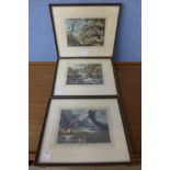 A set of three Samuel Howitt hand-coloured sporting etchings