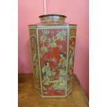 A Chinese red chinoiserie ginger jar and cover