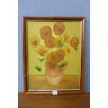 Manner of Vincent van Gogh, still life of sunflowers,