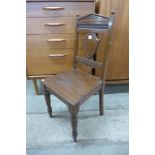 A Victorian mahogany hall chair