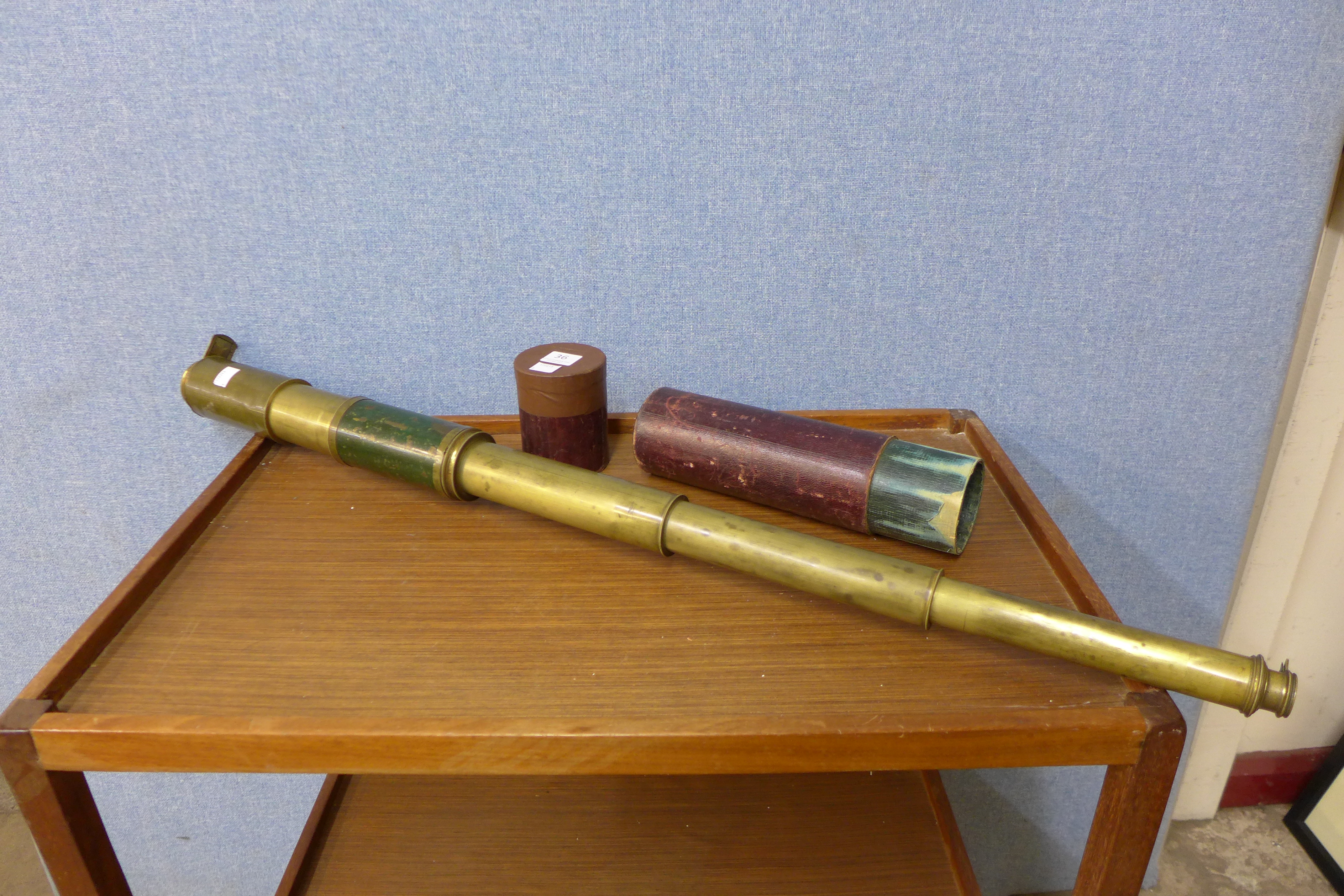 A brass Dolland of London day/night telescope,