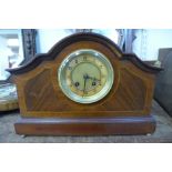 An Edward VII inlaid mahogany mantel clock