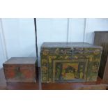 A 19th Century Chinese hand painted blanket chest and one other
