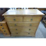 A late Victorian Gothic Revival ash chest of drawers