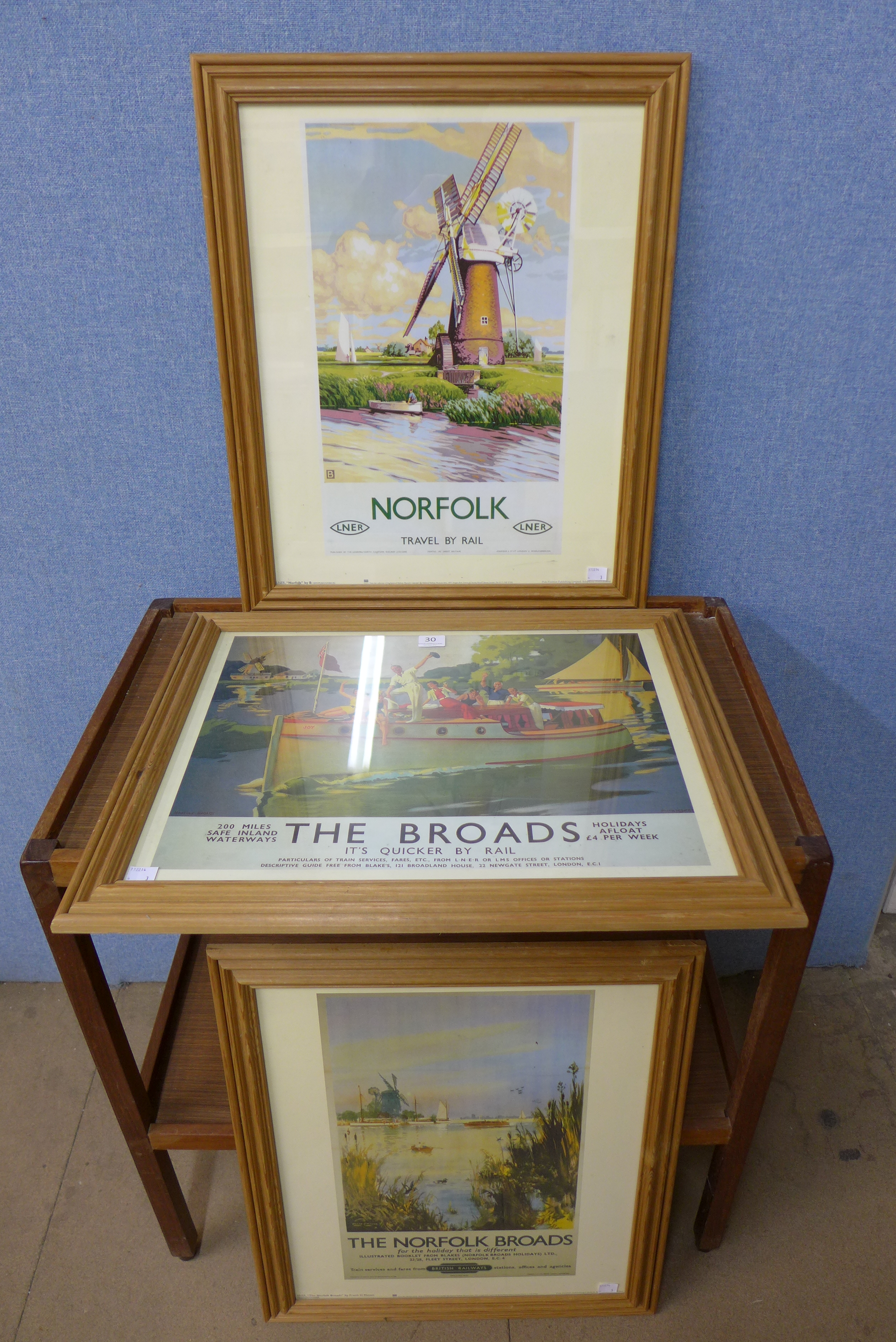 A set of three reproduction railway prints,