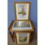 A set of three reproduction railway prints,