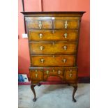 A Queen Anne style walnut chest on stand