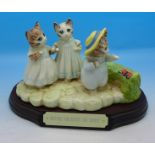 A Beswick Ware 1999 Annual Collector's Tableau, Mittens, Tom Kitten and Moppet, with stand,