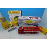 Four Dinky Toys vehicles; 943 Leyland Octopus 'Esso' Tanker, 197 Morris Mini-Traveller,