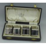 A cased set of four hexagonal Mappin & Webb napkin rings