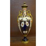 A Royal Crown Derby Witches pattern lidded vase,