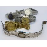 Five lady's wristwatches including Omega De Ville,