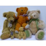 Five Teddy bears;- Harrods 1995, Russ,