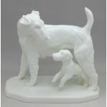 A Noritake model of a dog and puppy, height 17cm,