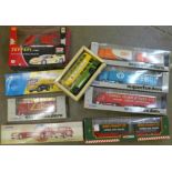 Nine boxed die-cast vehicles including Corgi Alpine Rally set, Corgi Ferrymasters, etc.