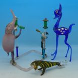 Three glass animal figures
