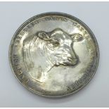 A silver agriculture society medallion, English Aberdeen Angus Cattle Association, cased,